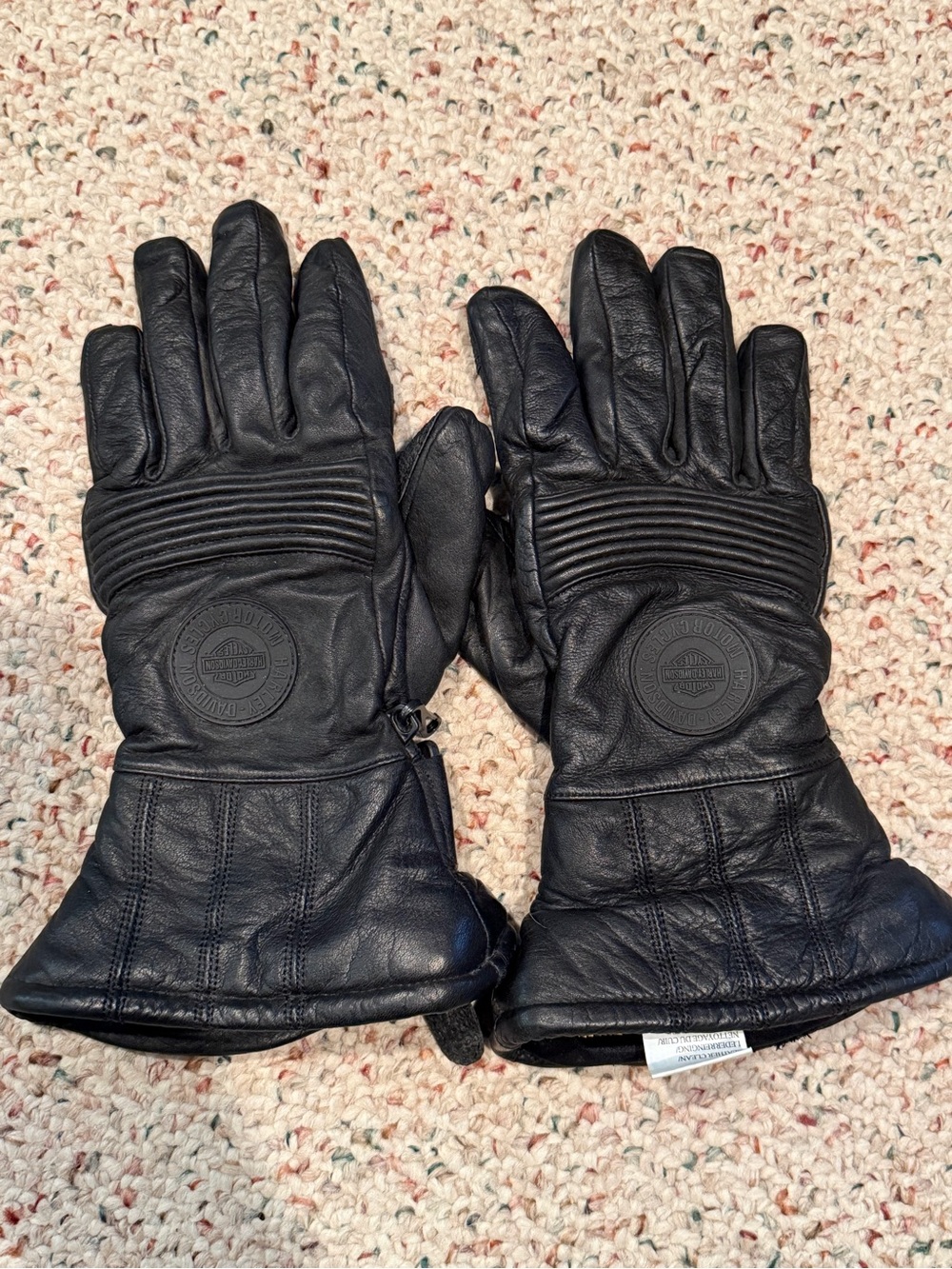 Men's Harley Leather Gortex Lined Driving Biker Motorcycle Winter Gloves Sz M